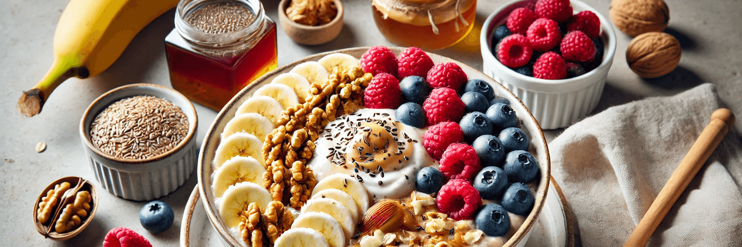 Haferflocken-Power-Bowl mit Nüssen und Beeren