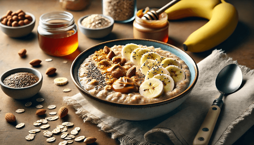 Nuss-Banane-Porridge mit Erdnussbutter