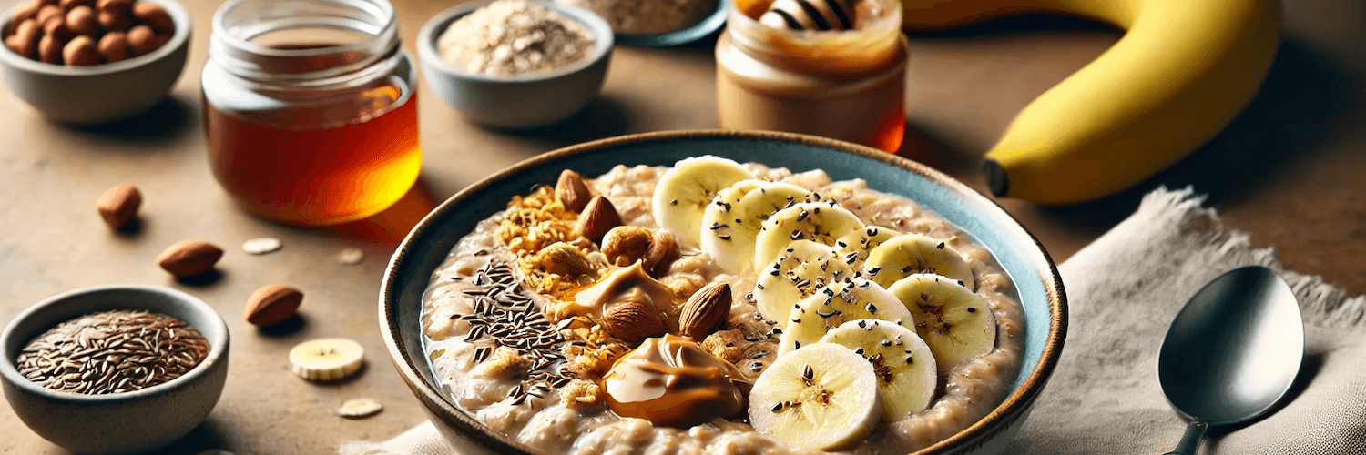 Nussiges Porridge mit Bananen und Erdnussbutter - Gesund zunehmen Rezepte