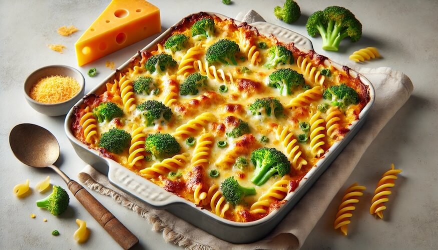 Nudelauflauf mit Brokkoli und Käse