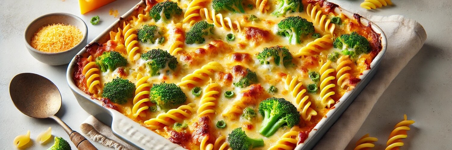 Nudelauflauf mit Käse und Brokkoli